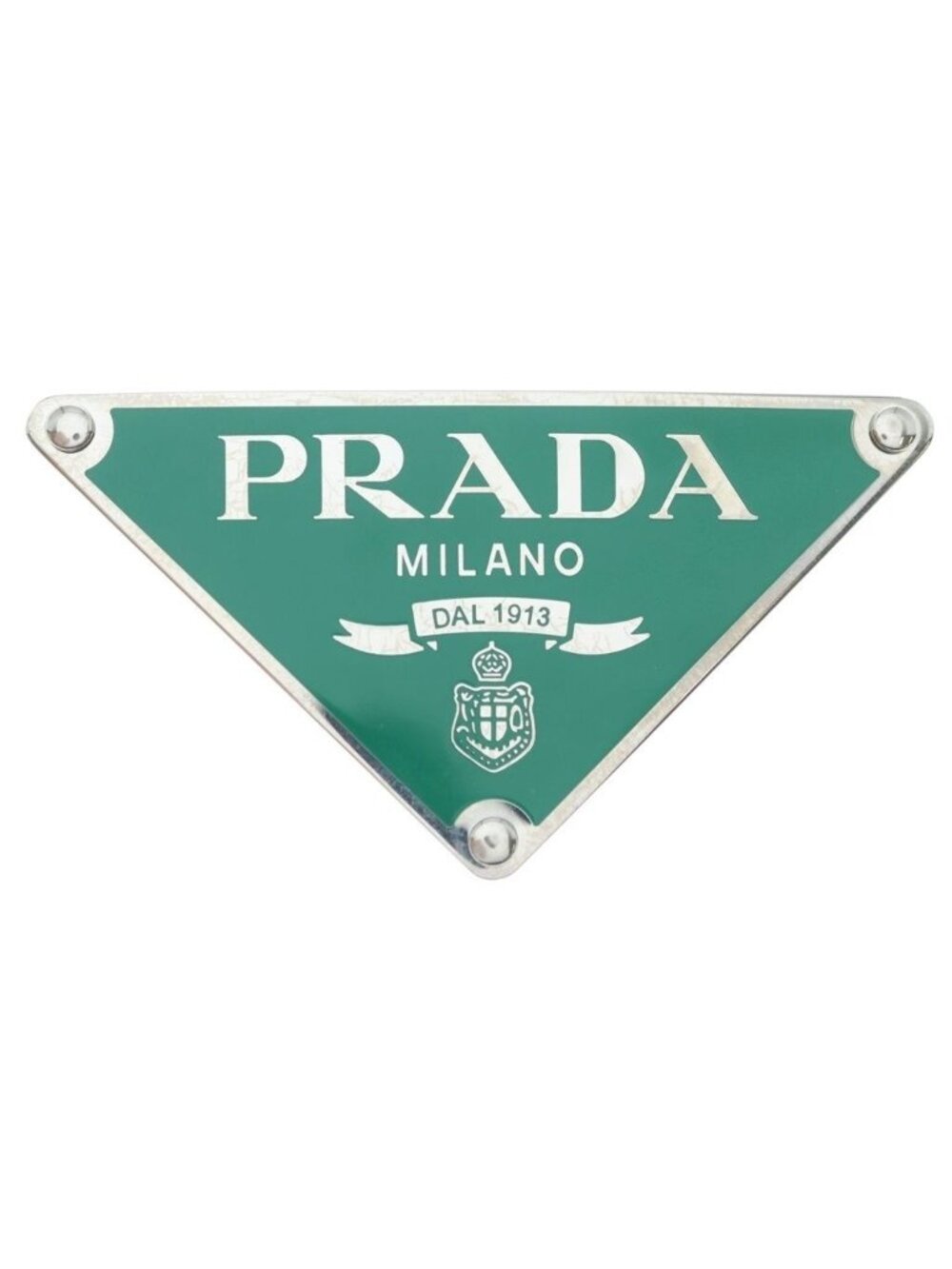 Prada Triangle Logo Metal Belt Buckle Green